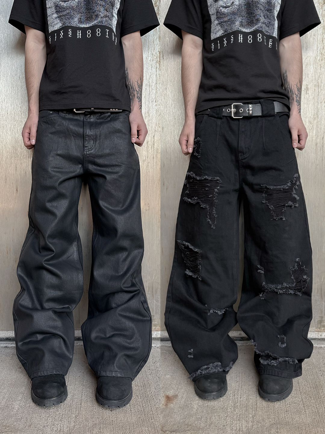"RIOT" DISTRESSED JEANS