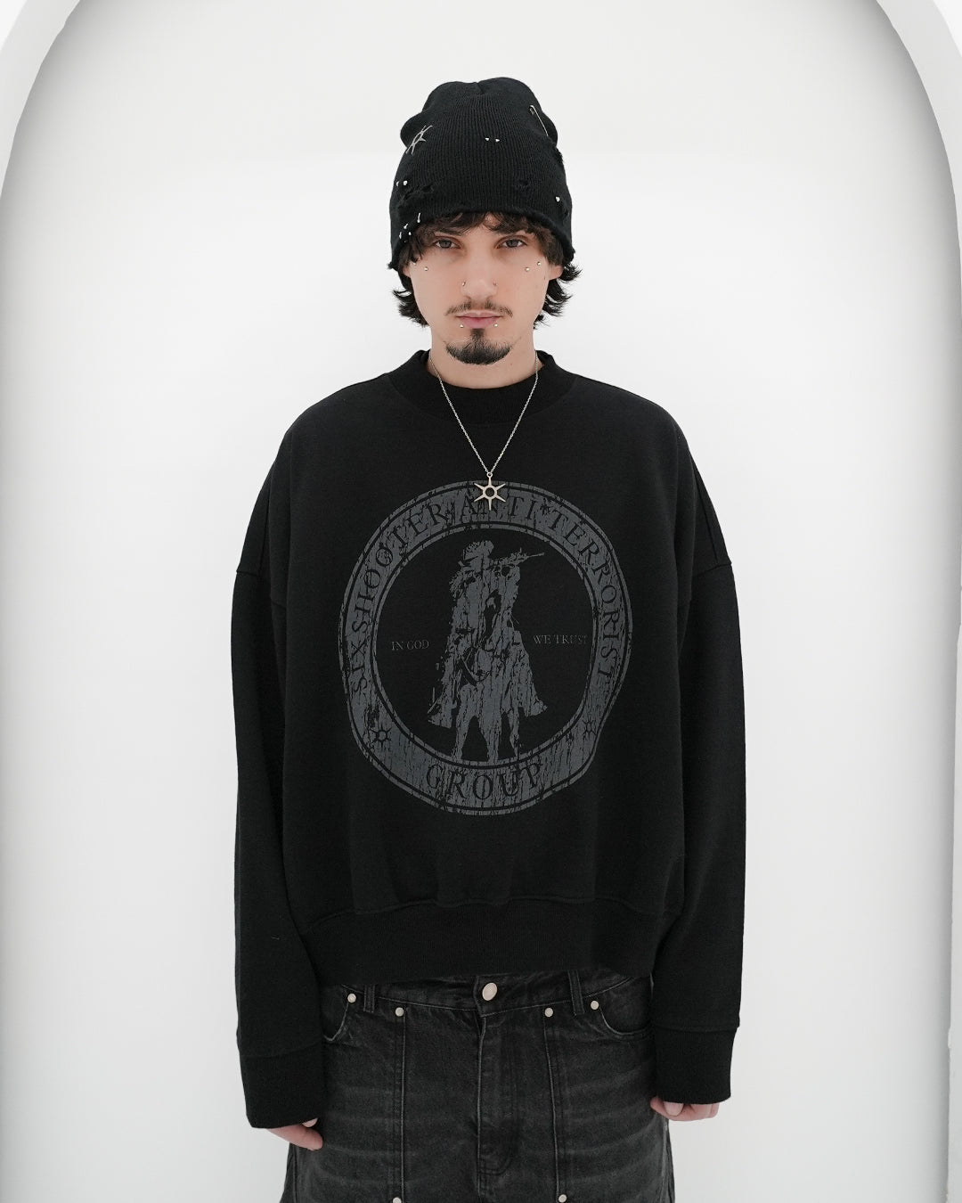 "ANTI TERRORIST" CREW NECK